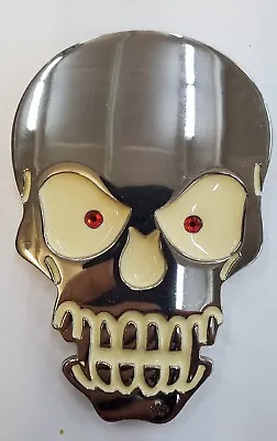 Skull Medallion/Emblem Stainless Steel W/ Piercing  Red Jewel Eyes • $29.99