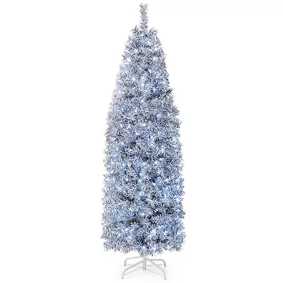 6 FT Pre-Lit Christmas Tree Hinged Slim Pencil W/ 250 LED Lights 475 Branch Tips • $49.99