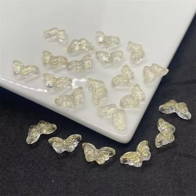 50 Butterfly Gradient Glass Beads 8*15*4mm Metallic Transparent Jewellery Making • $5.99