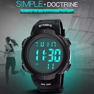 SYNOKE Men's Luxury Sports Watches Diving Digital Electronic LED Wristwatch • $13.49