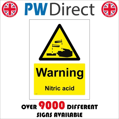 £2.95 • Buy Ws036 Warning Nitric Acid Danger To Health Handle With Care Burn Scald Sign