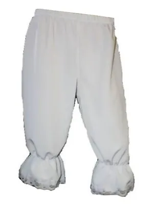 White Steampunk Victorian Long 3/4 Bloomers Pants Shorts Fancy Dress Halloween • £15.99