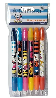 Disney Parks Mickey Minnie Mouse Donald Duck Goofy Pluto Friends 6 Pack Pen Set • $19.95