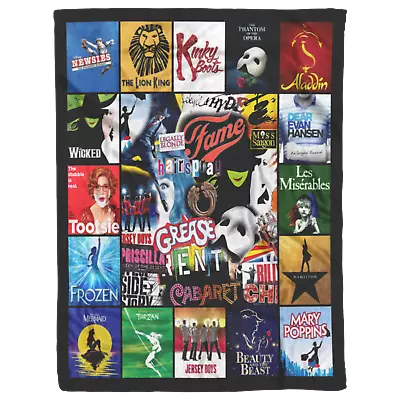 Broadway Musicals Blanket Broadway Theatre Fleece Sherpa Blanket • $79.95