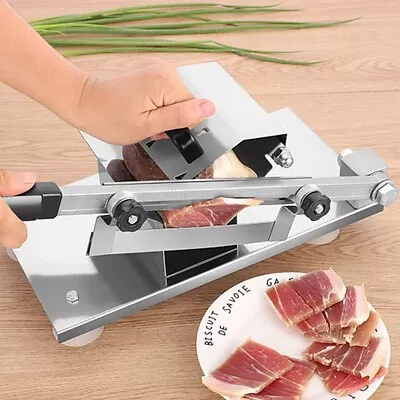 Manual Frozen Meat Slicer Stainless Steel Meat Cutter With 170mm Blade Beef Mutt • £19.99