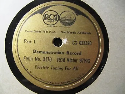 1938 RCA VICTOR 97KG Radio DEMONSTRATION RECORD Electric Tuning Phono Attachment • $74.99