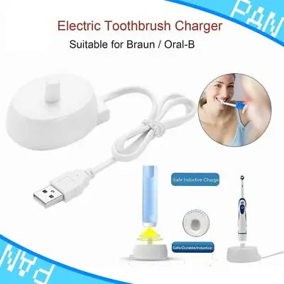 USB Plug Electric Toothbrush Charger Dock White For Braun Oral B Charging Base • $10.40