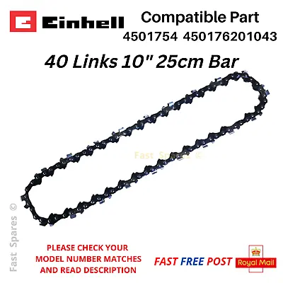 EINHELL GE-LC18Li Replacement Chainsaw Chain 25cm 10 Inch 40 Links FAST POST • £14.95