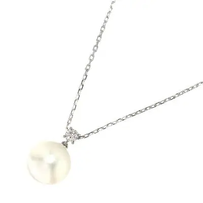 MIKIMOTO South Sea Pearl 11.0mm Diamond Necklace 18K WG 750 90194579 • $1628.38