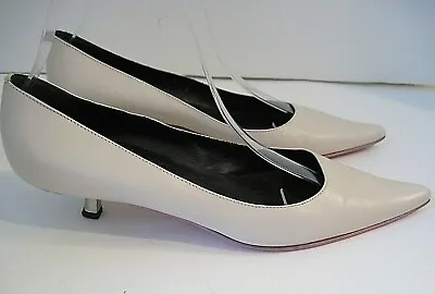 Vicini Women Cream Leather Heels Silver Heels Size EUR 38 • $54.28