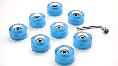 8Pack Roller Skate Light-Up Wheels 52mm 99A Blue With Abec-9 Bearings • $67.75