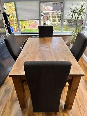 Handmade Solid British Oak 4 To 6 Seat Extending Dining Table With 4 Chairs • £50