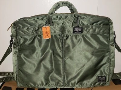 $405 • Buy New Porter By Yoshida Tanker 2 Way Briefcase Olive Green 622-69311 Japan Tokyo