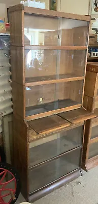 Vintage Antique Barrister Stacking Bookcase Lawyer Cabinet Glass Desk Drawer • $796