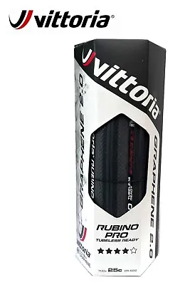 Vittoria Rubino Pro G+2.0 TLR Tubeless Ready Bicycle Road Bike Tire 700x25C Tyre • $43.38