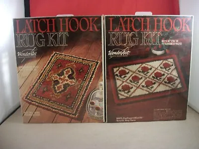 2 NOS Vintage Wonder Art Latch Hook Rug Kits 20 X27  - Rose Trellis & Florentine • $38.95