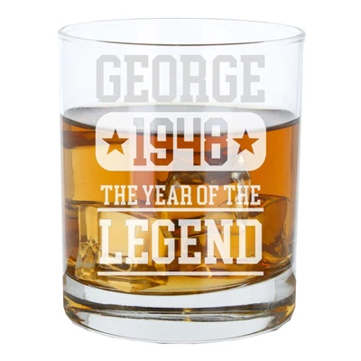 1948 Birthday The Year Of The Legend Engraved Whisky Glass - 75th Birthday Gift • £12.99