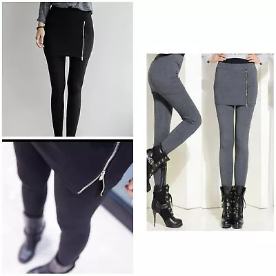 £9.99 • Buy Ladies Thermal Leggings Thick Winter Fleece Zipper Skirt Leggings Winter Legging
