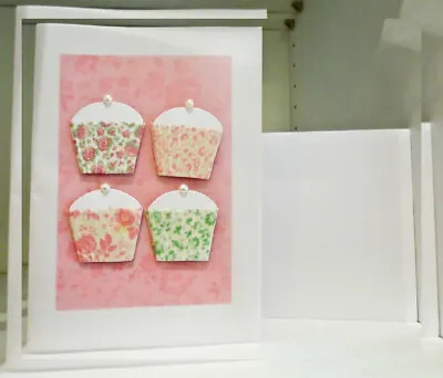 Meri Elegant Cupcakes Happy Birthday Handmade Greeting Card  • $21.46