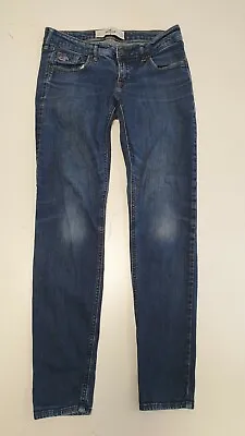 X239 Womens Hollister Faded Blue Skinny Stretch Denim Jeans Uk 8 S W26 L28 • £14.39