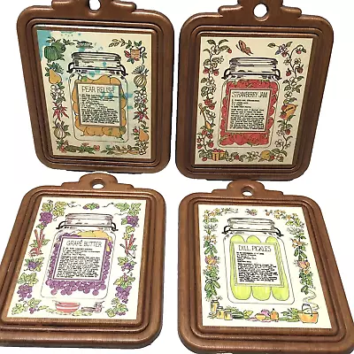 Vintage Recipe Wall Art 1970s Jam Mason Jar Canned Food Country Wooden Plaques • $14.99