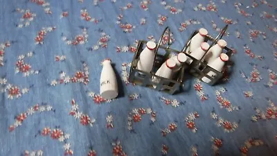 Dollhouse Miniatures Two Milk Carriers With Milk Bottles  Carrier 1 1/2  Handle • $12.99