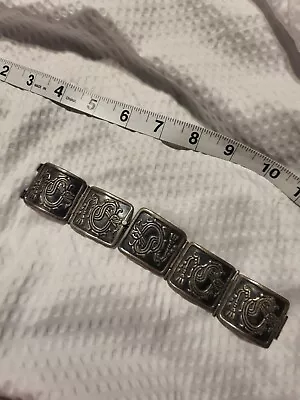 Vtg Taxco Mexico Sterling Silver Dragon Bracelet For Repair Scrap 55.8g Ornate • $35