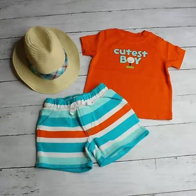 Gymboree Baby Boy's Tee Shirt Shorts Fedora Sun Hat Size 6-12 Months Golf • $44