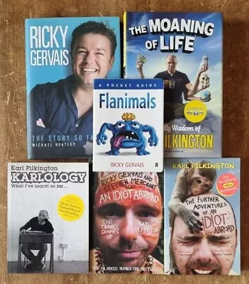 Ricky Gervais & Karl Pilkington Book Bundle X6 Idiot Abroad Comedy TV Show Bios • £18.99