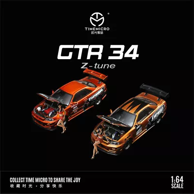 Time Micro 1:64 Gtr34 Reddish Orange/golden Orange Diecast Model Car • $22.29