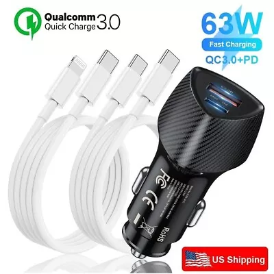 2 Port PD USB-C Fast Charging Car Charger Adapter For IPhone 14 13 12 11 Samsung • $7.59