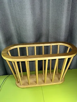 Vintage 1980’s Oval Wooden Magazine Record Newspaper Rack Holder 21x13” In EUC • $22.95