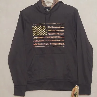 Mossy Oak American Flag Men's Black And Camo Hoodie Size M • $39.87