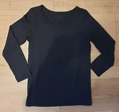 Uniqlo Heattech Scoop Neck Thermal T-shirt Long Sleeve Age 9-10 Black *EXC CON • £8.90