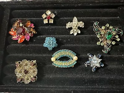 Lot Of 8 Vintage Rhinestone Brooch Pins • $19.99