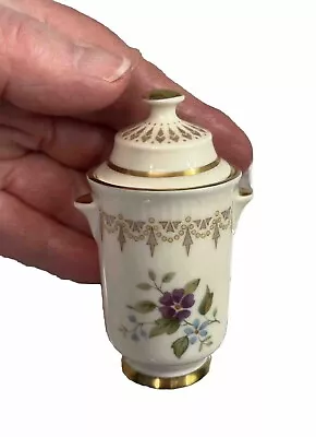 Vintage Minton Floral On Cream Ground Miniature Vase W/ Lid And Gold Trim 3 1/8” • $9