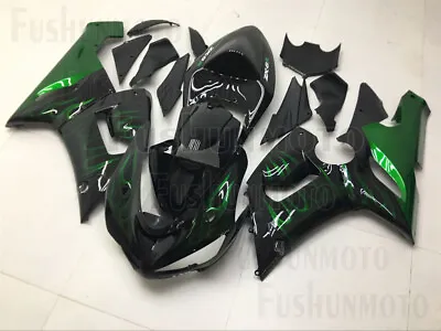 Green Flames Black Fairing Fit For 05-06 Ninja 636 ZX-6R ABS Injection Plastic • $469