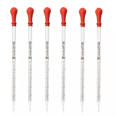 6Pk 1ml Glass Graduated Dropper Pipettes Lab Dropper With Red Rubber Cap&Scale • $17.99