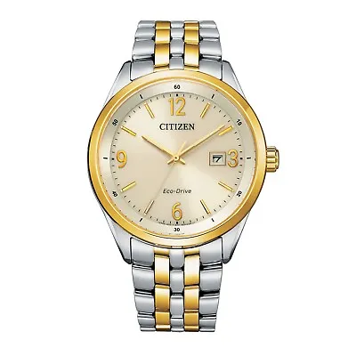 Citizen Eco-Drive Men's Classic Silver-Gold Calendar Watch 41MM BM7259-51P • $115.99