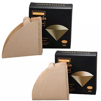 100Pcs Coffee Filter Papers 1-4 Cup Unbleached Brown Replacement Cones • $21.29