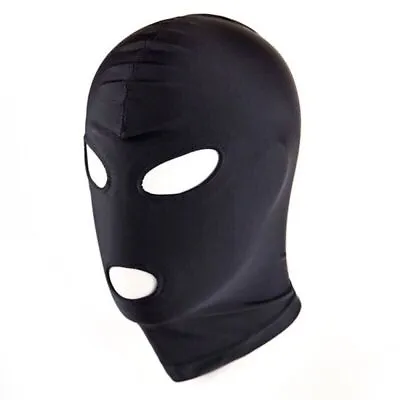 Black Spandex Full Hood Face Head Cover Role Play Sexy Unisex Mask Slave Costume • $9.99