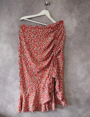 Max Studio Midi Skirt Womens XL  Floral Print Adjustable Side Drawstring Peplum • $16.99