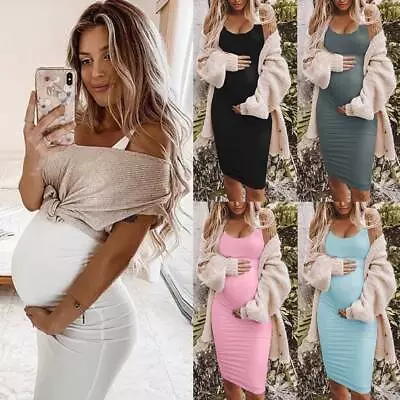 Women Summer Shift Dress Maternity Pregnancy Summer Sleeveless Bodycon Sundress • $10