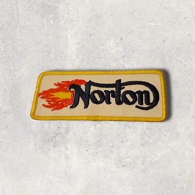 Vintage Norton British Motorcycle Patch Vest Jacket Yellow White 4.5 X2  • $10