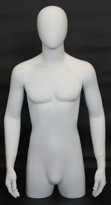 New! 43 In H Male 3/4 Torso Mannequin Egg Head Arms Free Standing White MT4E-WT • $209.99