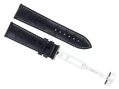 22mm Leather Watch Strap Band For 42mm Montblanc Timewalker Watch Clasp Black • $26.95