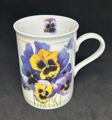 Vintage 1997 Avon Marjolein Bastin Pansies Floral Mug With Bee & Butterfly • $7.95