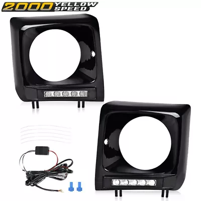 Fit For 1990-2018 Mercedes W463 G63 Wagon G500 Black Headlight Bezel W/ LED DRL • $67.69