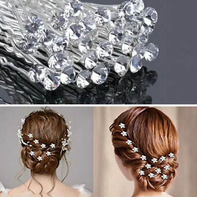 20pcs Crystal Diamante Bridal Hair Pins Clips Rhinestone Prom Hairpins Wedding • $7.80