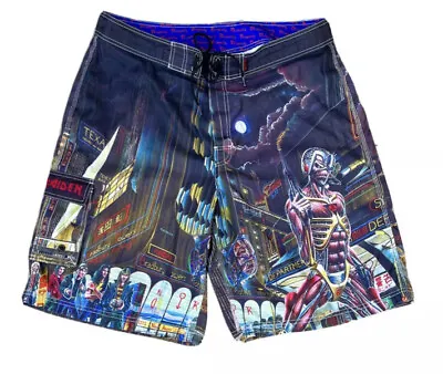 Vintage Iron Maiden All Over Print Shorts Swim Trunks 90’s Dragonfly Size 29 • $59.99